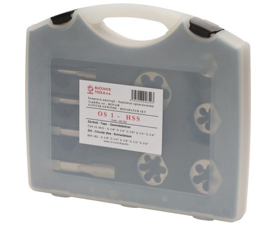 Резьбонарезной набор Bucovice Tools OS-1 HSS, 10 предметов, трубная резьба 340220 – изображение 4