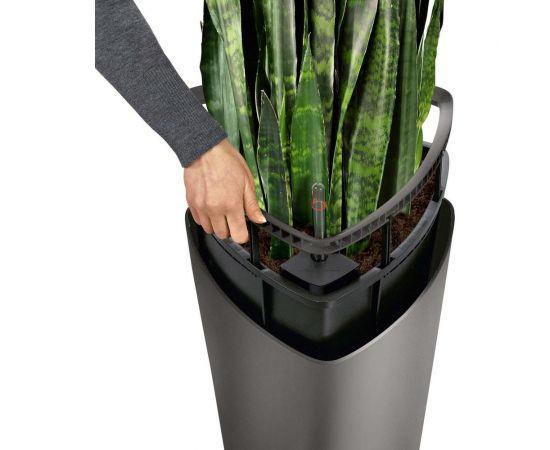 LECHUZA Кашпо Delta Complete D30xH56см, цвет Антрацитовый металлик, 15503 – изображение 5