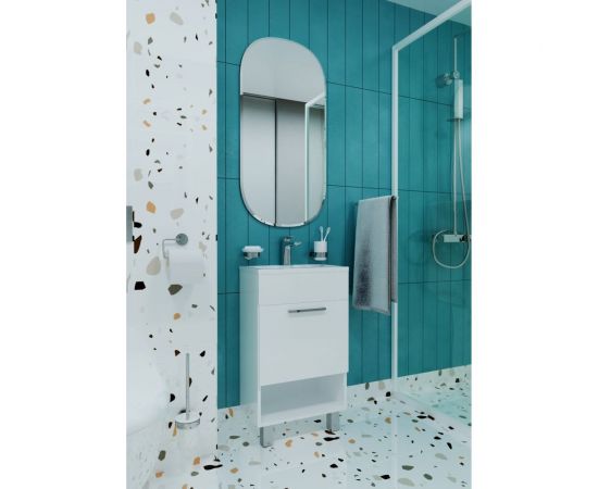 1Marka Тумба с раковиной July 50Н 1д. Белый глянец У85932 – изображение 5