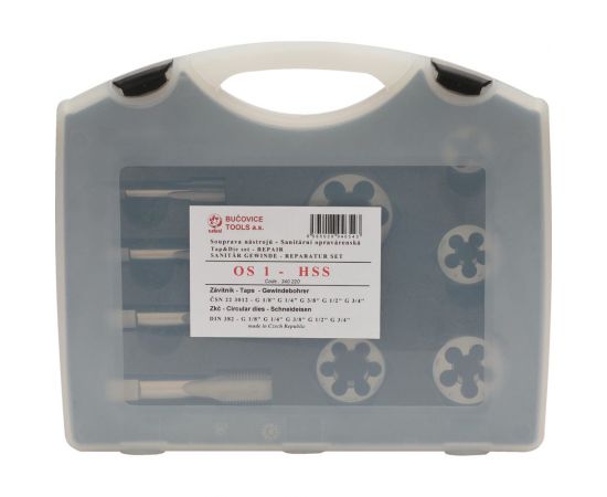 Резьбонарезной набор Bucovice Tools OS-1 HSS, 10 предметов, трубная резьба 340220 – изображение 5