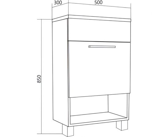 1Marka Тумба с раковиной July 50Н 1д. Белый глянец У85932 – изображение 6