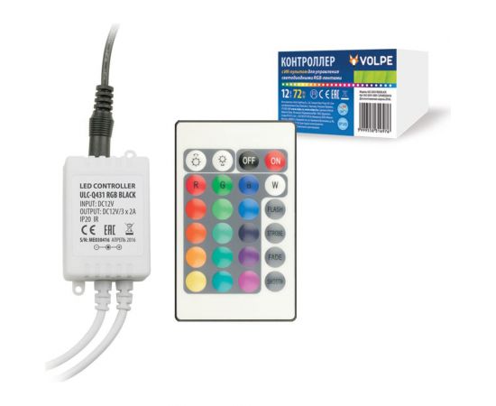 Контроллер для управления Volpe ULC-Q431 RGB BLACK RGB лентами 12V, с пультом ДУ UL-00001113 