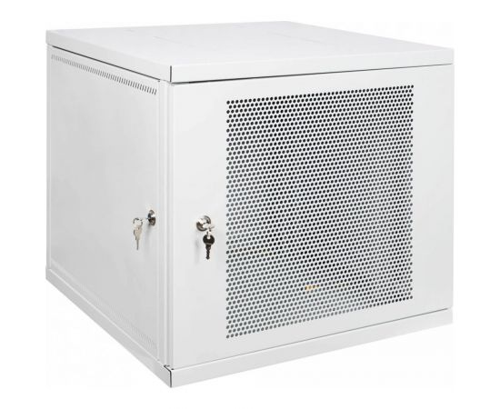Настенный разборный шкаф КДДС 19"", 9U, ПЕРФОРИРОВАННАЯ дверь, 600x600, серый УТ000004357 