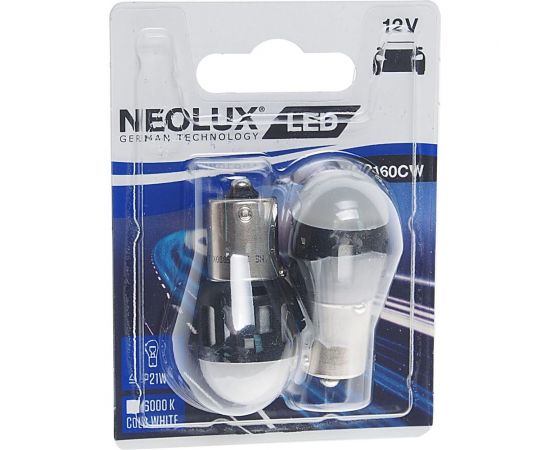 Автолампа NEOLUX P21W BA15S LED COLD WHITE 6000К блистер, 2шт 12V 1 NP2160CW-02B 