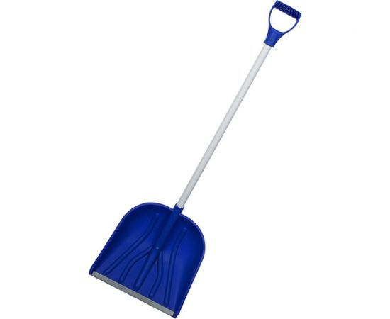 Снеговая лопата с планкой и алюминиевым черенком с V-образной рукояткой РемоКолор пластмассовая, синяя, 410x460 мм 69-0-431 