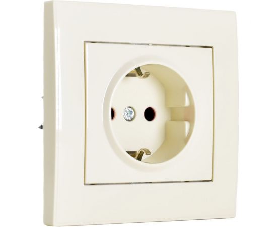 Розетка LEZARD RAIN с защитой от детей, керамика, крем 703-0303-124 
