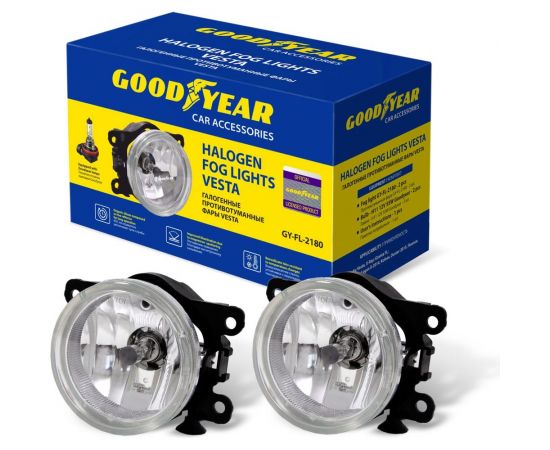 Противотуманные фары Goodyear GY-FL-2180 галогенные, Vesta, с лампами, H11, 12 В, 2 шт. L GY019005 