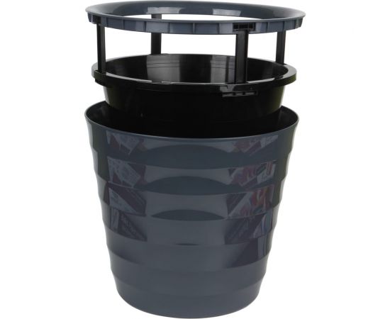 Пластиковый горшок с вкладкой liveingreen Лаура антрацит, диам. 27 см, высота 24 см, 9 л ЛР27-12 – изображение 2
