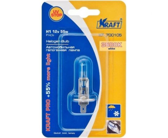 Автолампа KRAFT H1 12v55w P14.5s Pro +55%more light KT 700105 – изображение 2