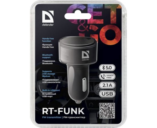 FM-трансмиттер Defender RT-Funk BT/HF, USB 2.1 A 68011 – изображение 3