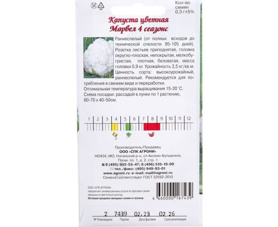 Семена Агрони Капуста цветная МАРВЕЛ 4 СЕАЗОНС 7439 – изображение 3