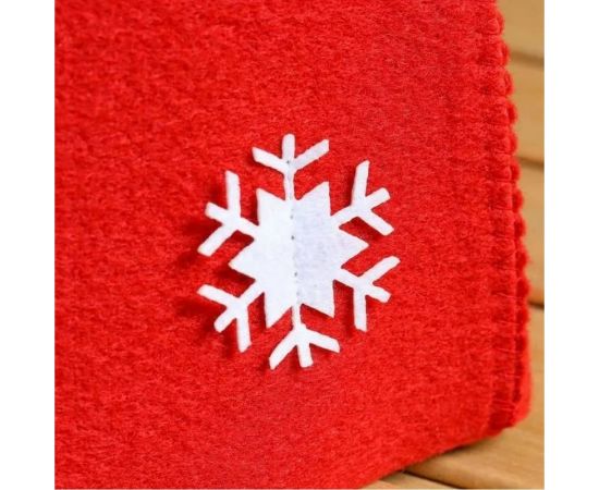Подарочный банный набор Никитинская мануфактура Зимушка красный, шапка, рукавица, коврик ХВ5859 – изображение 3