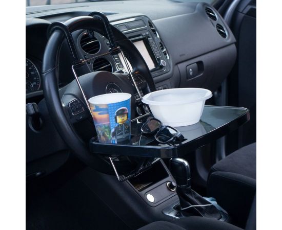 Автомобильный столик на руль или подголовник DolleX 360х235 мм, черный PMR-05 – изображение 3