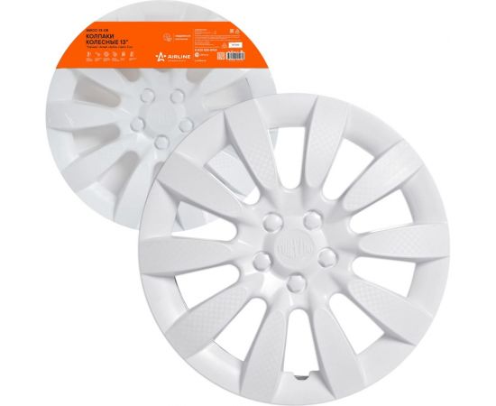 Колесные колпаки Airline 13"" Торнадо, белые, карбон, комплект 2 шт. AWCC-13-08 