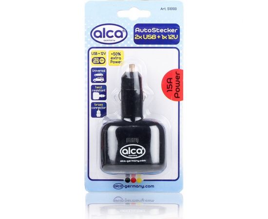 Разветвитель прикуривателя Alca 2 USB + 1 с предохр. 15A 510100 