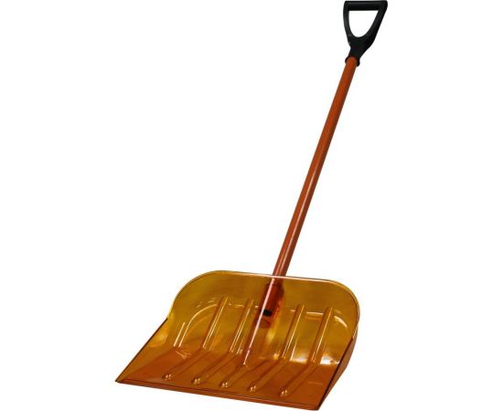 Снеговая лопата из поликарбоната CARBOLUX ПК-1 оранжевая с алюминиевым черенком и ручкой 11310 