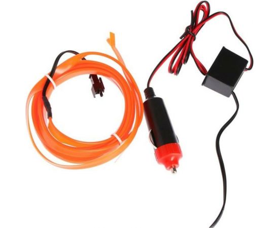 Неоновая нить для подсветки салона Cartage адаптер питания 12 В, 2 м, оранжевый 6937267 