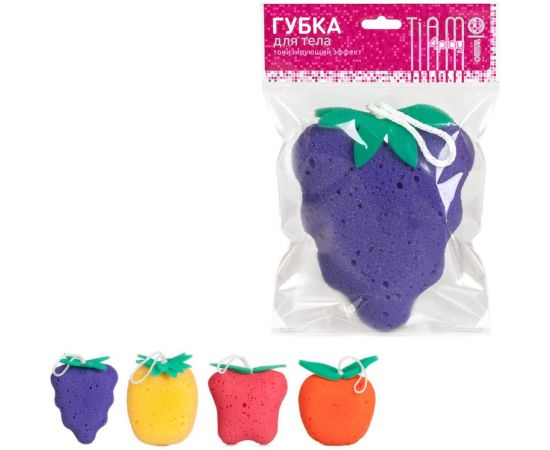 Губка для тела TIAMO 4Play ФРУКТЫ объемная 3D 13465 