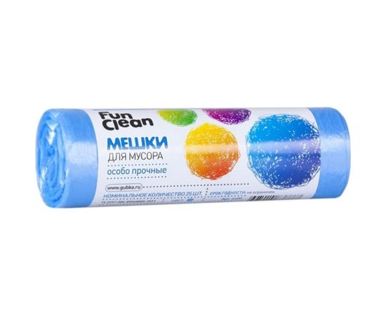 Мешки для мусора ""Особо прочные"" 35 л, 25 шт, голубые, ролик Fun Clean 6400 