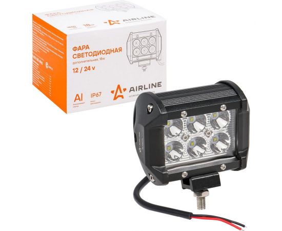 Светодиодная фара (балка) двухрядная Airline 6 LED направленный свет, 18W, 98x78x65, 12/24V ALED040 
