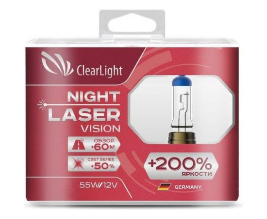 Комплект ламп Clearlight H11, 12 В, 55 Вт, Night Laser Vision +200% Light, 2 шт. MLH11NLV200 