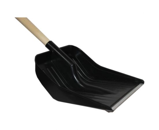 Лопата для снега с оцинкованной планкой Ангора с черенком, черная А6112планка 