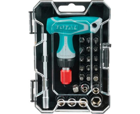 Т-образная реверсивная отвертка с насадками 18 шт. TOTAL TACSD30186 
