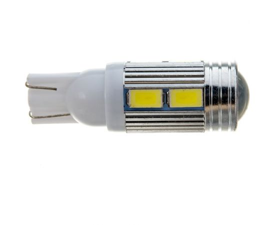 Автолампа диод T10 W5W 10 SMD диодов 1-контурная с линзой без цоколя белая салон SKYWAY S08201107 