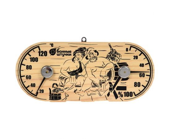 Термометр с гигрометром для бани и сауны Банные Штучки Банная станция в парной, 25х11х2.5 см 18048 