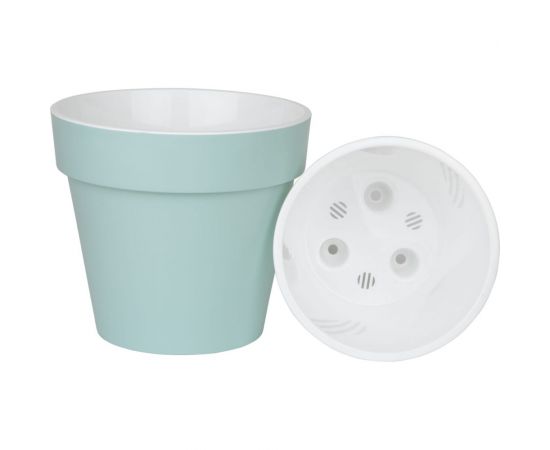 Пластиковый горшок liveingreen ПРОТЕЯ 6 л, мятный, с вкладкой, диам. 23.5 см, высота 22.5 см ПР25-14 