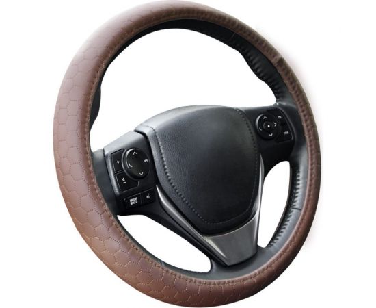 Оплетка KRAFT иск кожа с тиснением, коричневая, 38 см / M KT 800309 – изображение 2