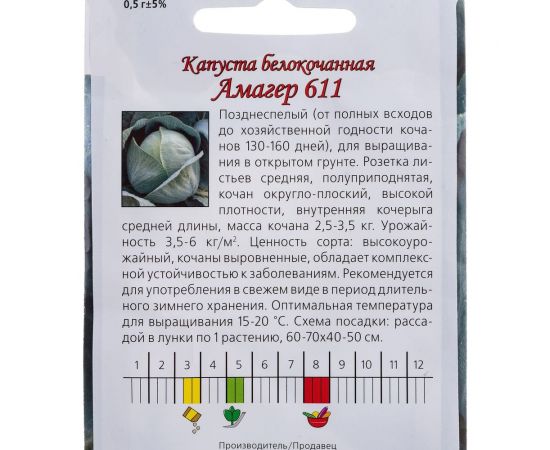 Семена Агрони Капуста белокочанная АМАГЕР 611 7385 – изображение 2