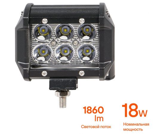 Светодиодная фара (балка) двухрядная Airline 6 LED направленный свет, 18W, 98x78x65, 12/24V ALED040 – изображение 2