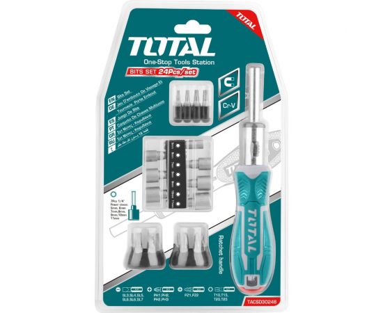 Отвертка реверсивная с насадками 24 шт. TOTAL TACSD30246 – изображение 2