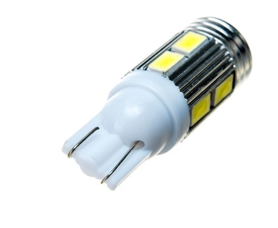 Автолампа диод T10 W5W 10 SMD диодов 1-контурная с линзой без цоколя белая салон SKYWAY S08201107 – изображение 2