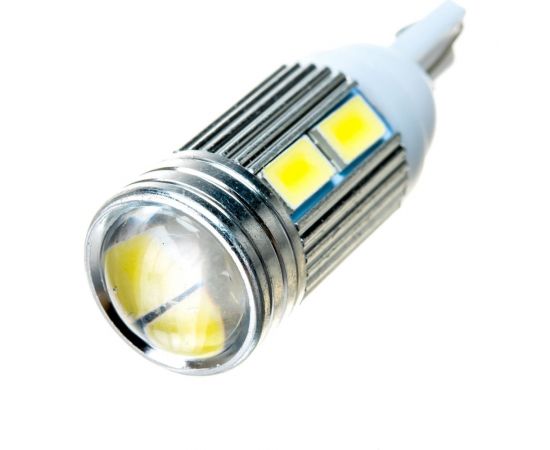 Автолампа диод T10 W5W 10 SMD диодов 1-контурная с линзой без цоколя белая салон SKYWAY S08201107 – изображение 3