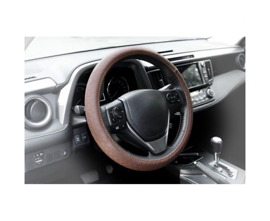 Оплетка KRAFT иск кожа с тиснением, коричневая, 38 см / M KT 800309 – изображение 3