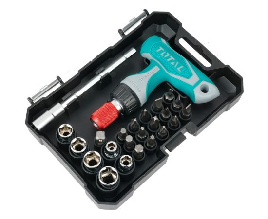Т-образная реверсивная отвертка с насадками 18 шт. TOTAL TACSD30186 – изображение 4