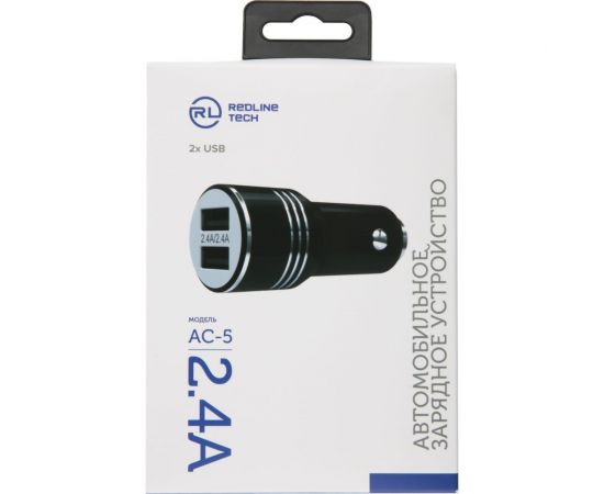 Автомобильное зарядное устройство Red Line AC-5 Tech 2 USB, модель, 2.4 А, черный УТ000016521 – изображение 4