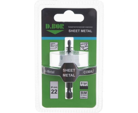 Коронка биметаллическая SHEET METAL 22 мм D.BOR D-HS-BIM-SM-20-022 – изображение 5