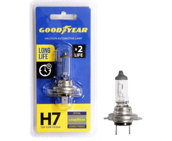 Автомобильная галогенная лампа Goodyear H7 12V 55W PX26d Long Life блистер GY017123 