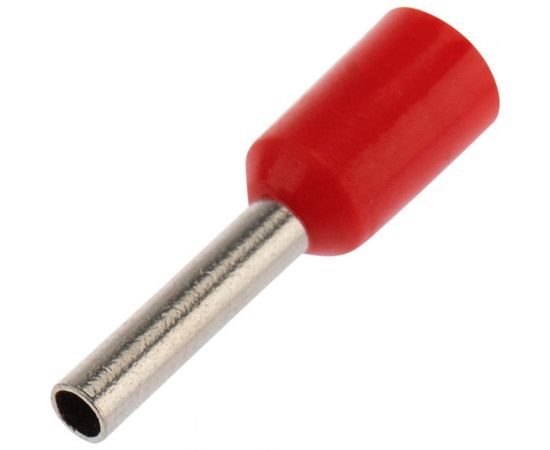 Штыревой втулочный изолированный наконечник REXANT F-8 мм 1 мм2 НШВи 1.0-8 красный 10 шт 06-0405-A 