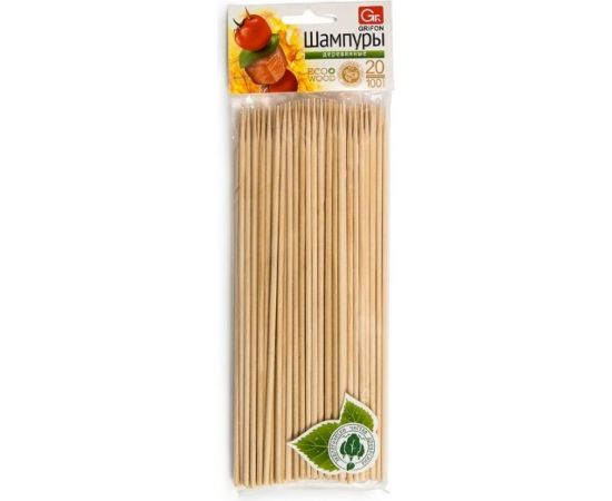 Деревянные шампуры с круглым сечением GRIFON 20 см, 100 шт., 3 упаковки 400-101/1_3 