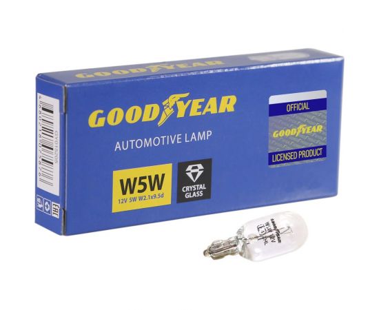 Автомобильная лампа накаливания Goodyear W5W 12V 5W W2.1x9.5d блистер: к-т 2шт. GY015206 