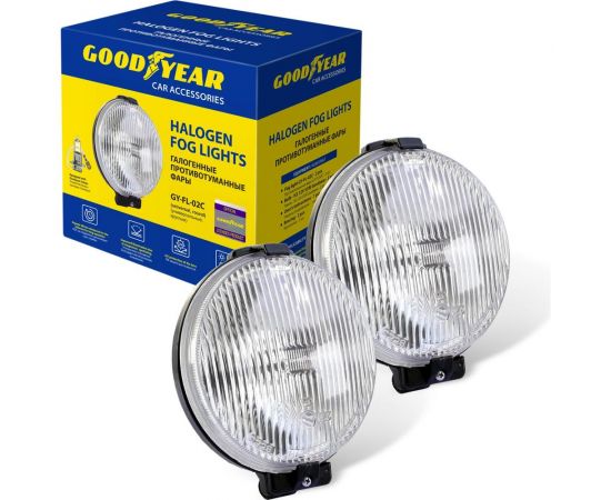 Противотуманные фары Goodyear GY-FL-02C H3, галогенные, универсальные, с лампами, круглые GY019009 