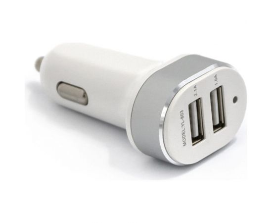 Автомобильное зарядное устройство BYZ 2хUSB-А, 2.1 А, белый с серебром 23750-YL-803WS 