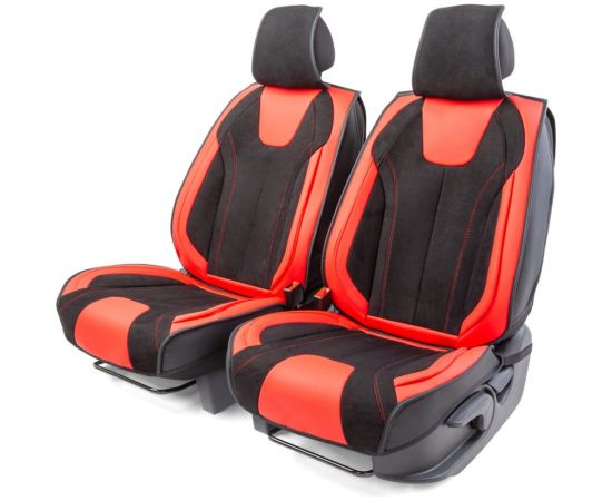 Каркасные 3D накидки на передние сиденья CarPerformance 2 шт., экокожа и алькантара CUS-3034 BK/RD 