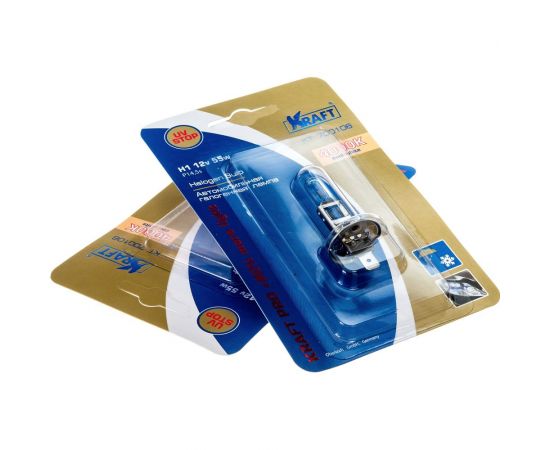 Комплект автоламп KRAFT Н1, 12 В, 55 Вт, Pro +80% more light, 2 шт. KT 700221 
