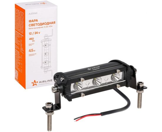 Светодиодная фара (балка) однорядная Airline 3 LED, направленный свет, 4.5W, 108x30x47, 12/24V ALED060 