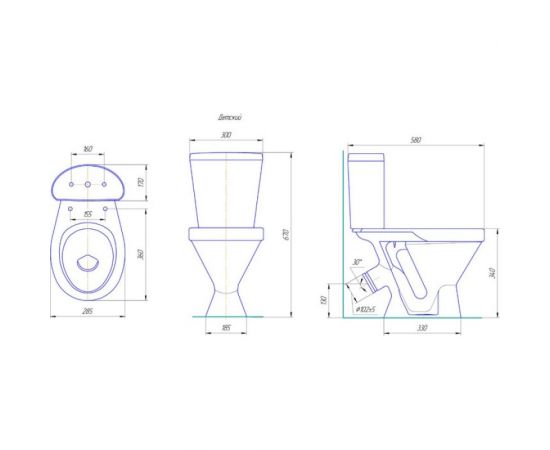 Унитаз-компакт Rosa Детский, косой выпуск, 1-режим, сиденье полипропилен, Киров 438066 – изображение 2